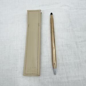 Vintage CROSS Pen 1/20 10K GOLD FILLED Etched With Leather Case
